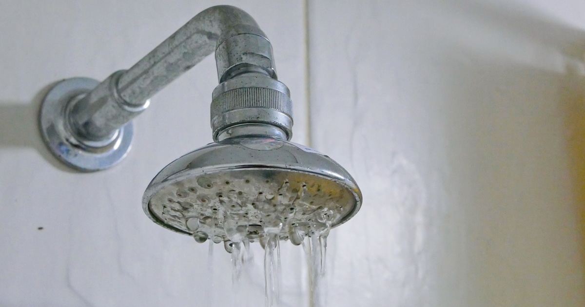What would cause low water pressure in a house? This picture answers part of the question: corrosion and mineral buildup on fixtures.